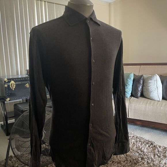 Sterr & Doon Cotton Cashmere Blend Brown Long Sleeve Button Down Men's X-Lrg - Picture 2 of 12